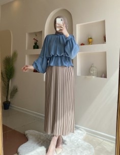 698 Pliseli Etek Vizon