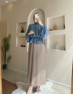 698 Pliseli Etek Vizon 2