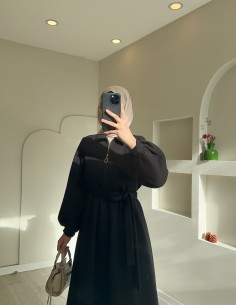 2656 Fermuarlı Elbise Siyah