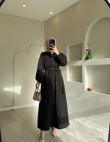 2656 Fermuarlı Elbise Siyah