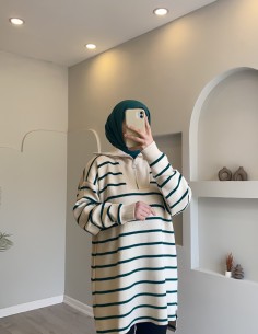 20192 Polo Yaka Tunik Yeşil 2