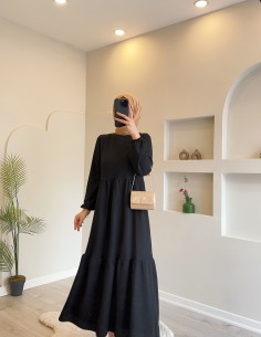 9516 Triko Elbise Siyah