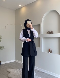 Hk24125 Şal Yaka Yelekli...