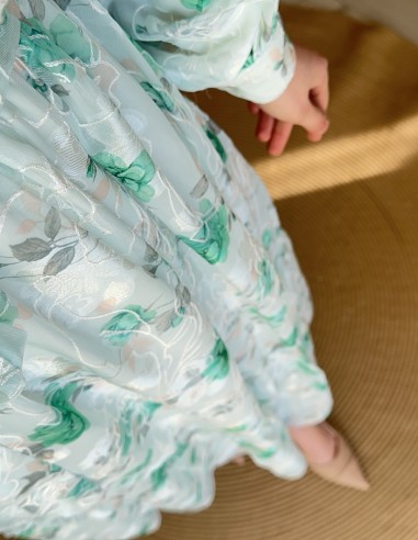 8791 gizli düğmeli çiçek desen elbise...