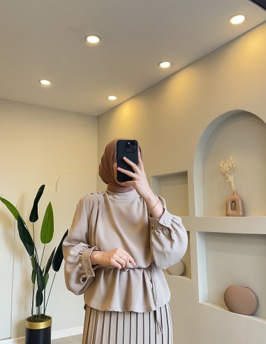 1520 omuzu düğmeli krep takım taş