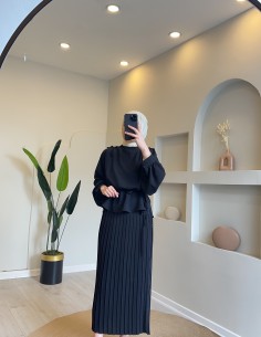 1520 omuzu düğmeli krep... 2