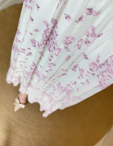 6055 Çiçek desen zarif elbise pembe