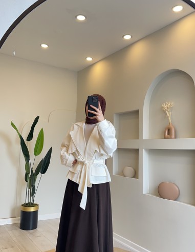 0005 gabardin ceket beyaz