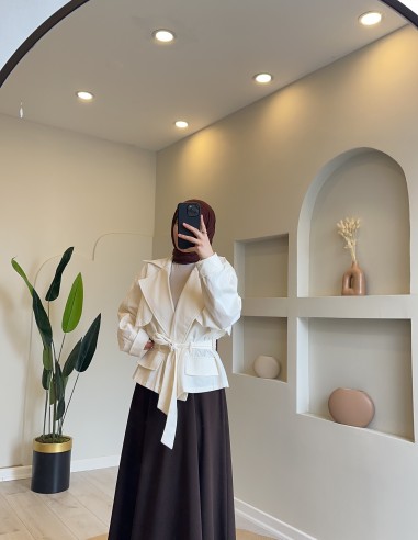 0005 gabardin ceket beyaz