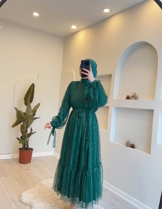 2219 simli elbise yeşil