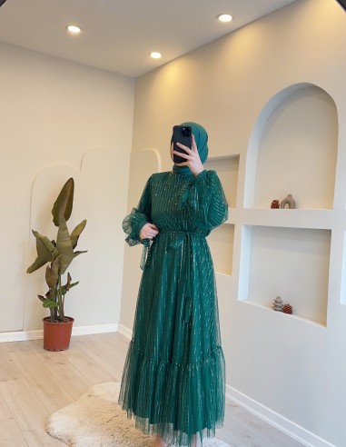 2219 simli elbise yeşil