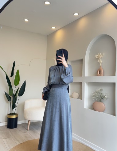 3345 parlak crop takım gri