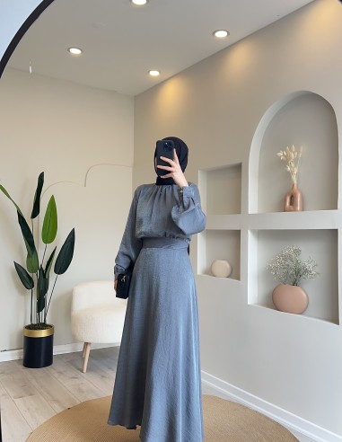 3345 parlak crop takım gri