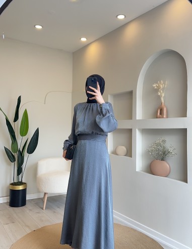 3345 parlak crop takım gri