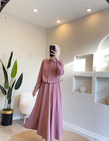 2805 elfida etek takım gül kurusu