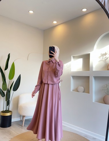 2805 elfida etek takım gül kurusu