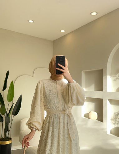 1575 Fransız güpürlü astarlı elbise