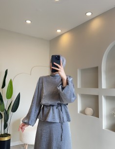 7021 simli etek takım gri 2