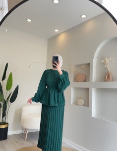 1520 omuzu düğmeli krep...