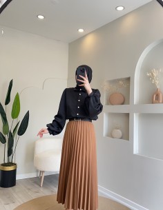 896 pliseli etek camel 2