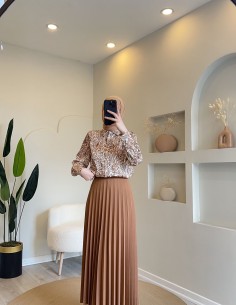 896 pliseli etek camel