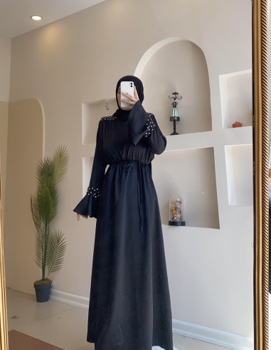 61131 Inci Detaylı Elbise Siyah