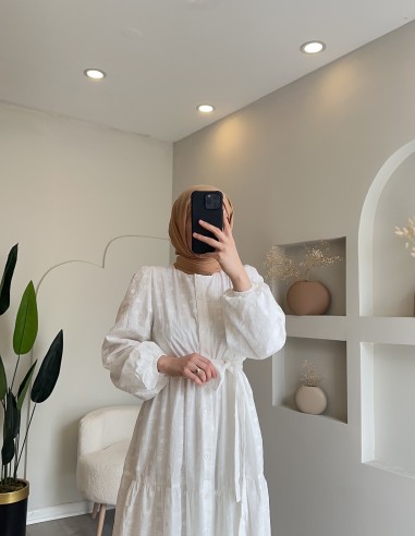 6268 efruz elbise beyaz