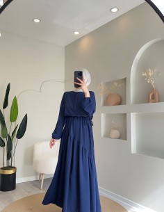 1090 flora elbise lacivert