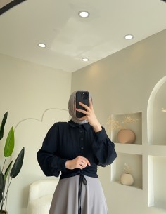 1668 büzgülü gömlek lacivert