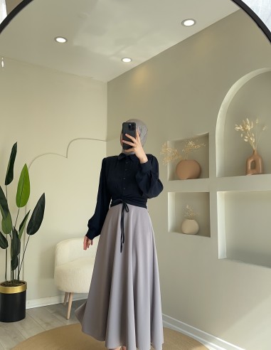 1668 büzgülü gömlek lacivert