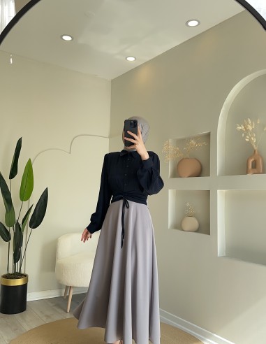 1668 büzgülü gömlek lacivert