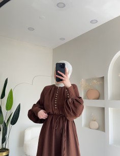 5492 müslin elbise kahve