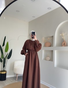 5492 müslin elbise kahve 2