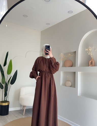 5492 müslin elbise kahve