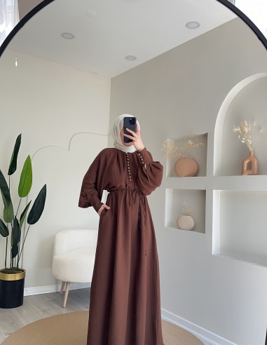 5492 müslin elbise kahve