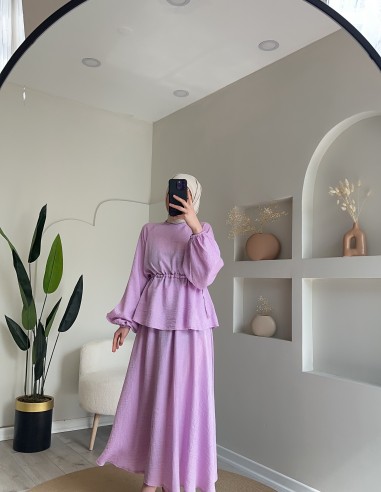 7023 beli tünelli saten takım pudra