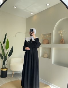 8668 yakalı elbise siyah