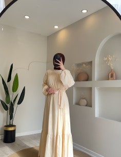 1374 Göksel elbise krem