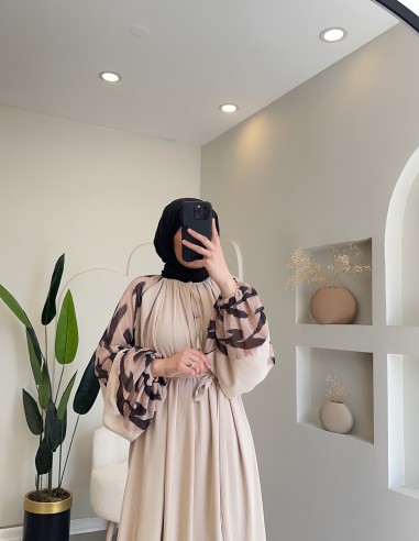 8199 desenli elbise vizon siyah