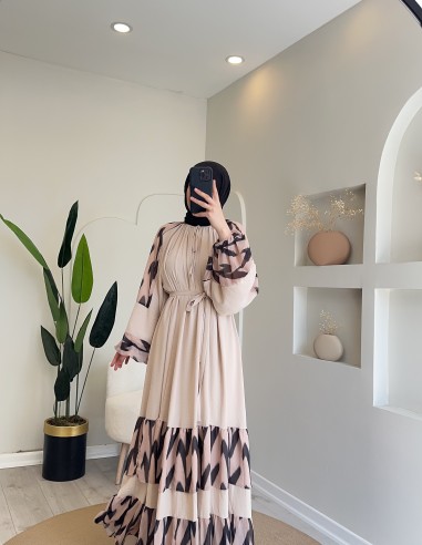 8199 desenli elbise vizon siyah