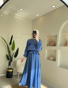 PR669 inci kolyeli takım mavi 2