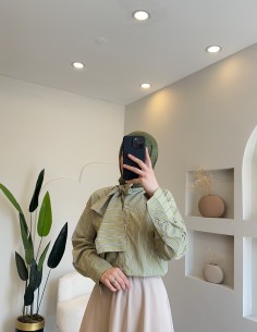 Hy24814 fular yaka gömlek... 2