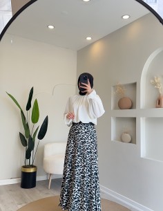 1086 leopar saten etek mavi...