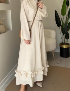 2847 fırfır detaylı keten...