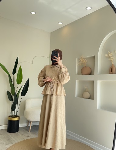 Hy24064 Pamuklu Yazlık Takım Ekru