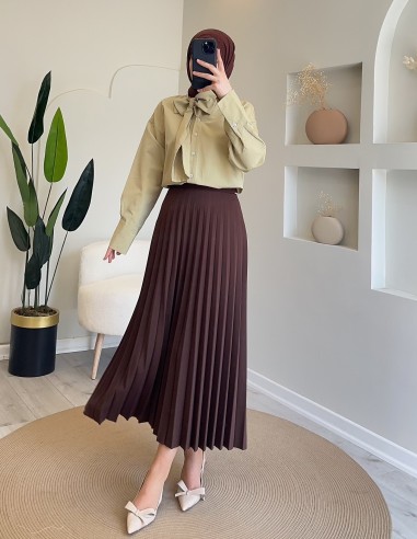 Hy24834 Fular Yaka Gömlek Oliv Yeşil