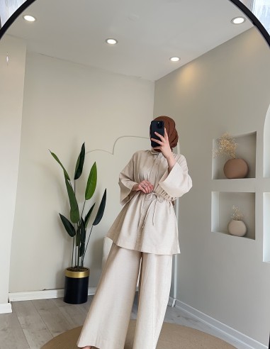 24695 Pantolonlu Keten Takım Taş