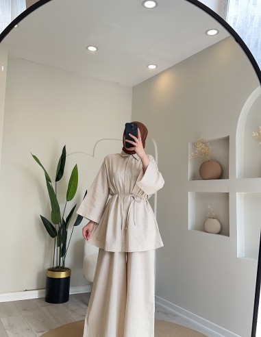 24695 Pantolonlu Keten Takım Taş