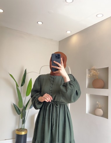 Hy24653 Müslin Düğmeli Elbise Kına...