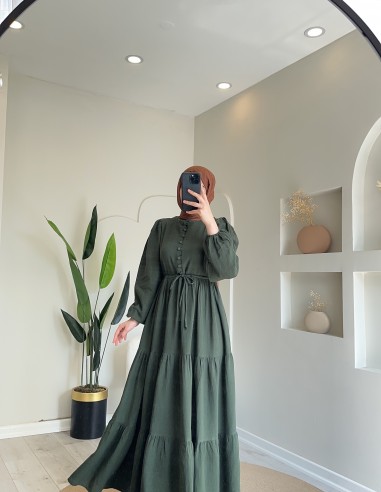 Hy24653 Müslin Düğmeli Elbise Kına...